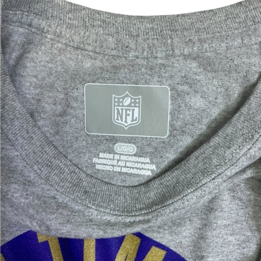 Baltimore Ravens T-Shirt Crew Neck Short Sleeve Gray T-Shirt Unisex Mens Large - Picture 2 of 16